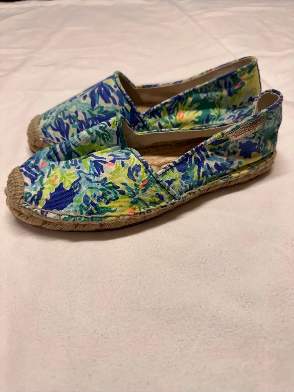 Lilly Pulitzer Blue & Green Printed Espadrille Flats